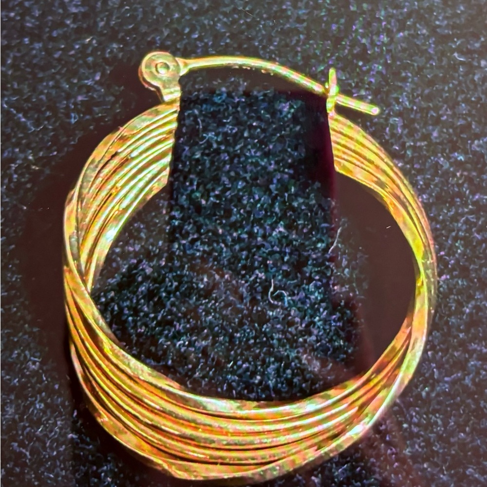 Pair 14K real solid yellow gold hoop earrings